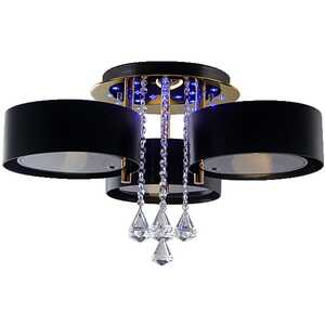 Elem Antila DRS8006/3 TR BL plafon lampa sufitowa abażurowa glamour kryształ 3x60W E27 + LED czarny/złoty - wysyłka w 24h