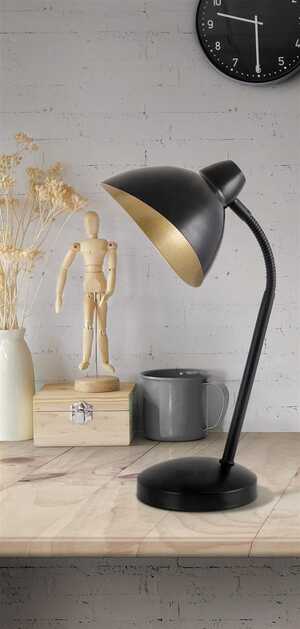 Lampa biurkowa Rabalux Theodor 4360 lampka stołowa 1x25W E14 czarny / złoty
