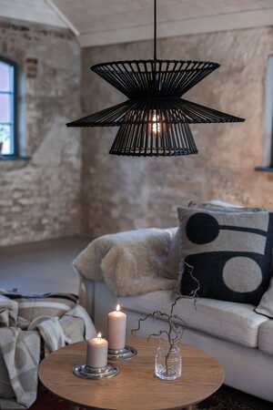 Marksjold Duplici 108784 lampa wisząca zwis nowoczesna skandynawska ażurowa abażur bambusowy 1x40W E27 czarna