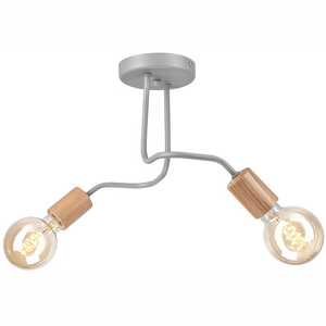 Lamkur Conor 47379 lampa wisząca zwis loft edison metalowa 2x60W E27 srebrna/drewno