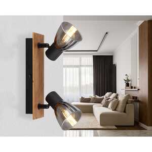 Globo Claude 54307-2W listwa plafon lampa sufitowa spot 2x40W E14 drewniany/dymiony
