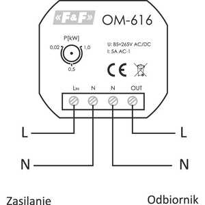 Ogranicznik F&F OM-616 poboru mocy, montaż podtynkowy szary
