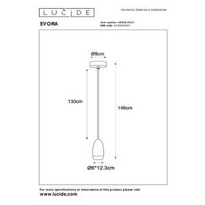 Lucide Evora 45406/01/41 lampa wisząca zwis 1x35W GU10 beżowa/czarna
