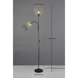 Trio Haval R40712080 lampa stojąca podłogowa nowoczesna metalowa pręty miska 2x15W E27 czarna/złota