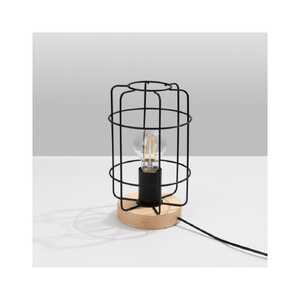 Sollux Gotto SL.1265 lampa stołowa lampka druciana klatka 1x15W E27 czarna/drewno