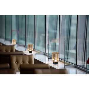Trio Earl R57771113 lampa stołowa lampka elegancka klosz szklany 1x2W LED 3000K 200 lm bursztynowa/czarna