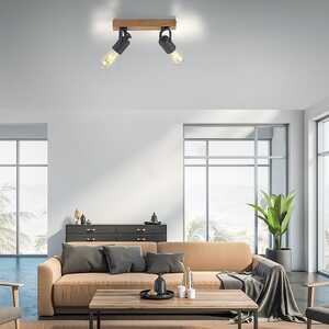 Zuma Line Canop 15632-18 plafon lampa sufitowa 2x60W E27 drewniany/czarny