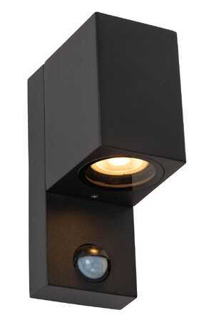 Lucide Zaro IR 69802/01/30 kinkiet zewnętrzny lampa ścienna z czujnikiem ruchu nowoczesny kwadrat 1x7W GU10 czarny