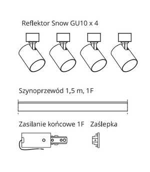 Light Prestige Snow LP-737 WH SET system szynowy 1F 4x50W GU10 biały | Wpisz kod: LP21 w koszyku