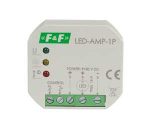 Wzmacniacz sygnału PWM F&F LED-AMP-1P do ściemniaczy LED 16A 9-30V DC do puszki fi 60
