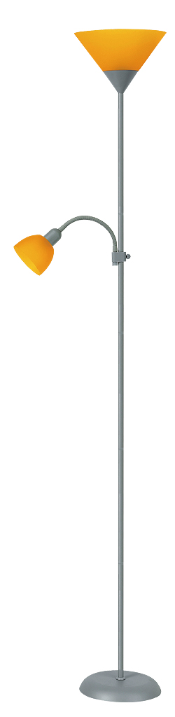 Lampa stojąca podłogowa Rabalux Action 1x100W E27 + 1x25W E14 srebrna / pomarańczowa 4026
