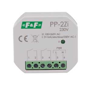 Przekaźnik elektromagnetyczny F&F PP-2ZI-230V do LED 160A/20ms 2x16A 2NO 100-265V AC monostabilny do puszki fi 60