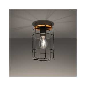 Sollux Gotto SL.1262 plafon lampa sufitowa druciana klatka spot 1x15W E27 czarny/drewno