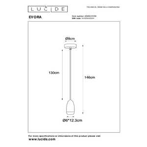 Lucide Evora 45406/01/30 lampa wisząca zwis 1x35W GU10 czarna