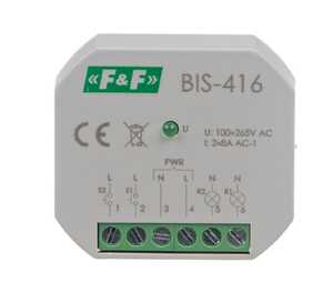 Przekaźnik bistabilny F&F BIS-416 2x8A 2NO/NC 230V AC dwukanałowy do puszki fi 60 - wysyłka w 24h