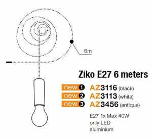 Azzardo Ziko AZ3116 przewód kabel z oprawką bez bazy sufitowej 1x35W E27 6m czarny - Negocjuj cenę - wysyłka w 24h