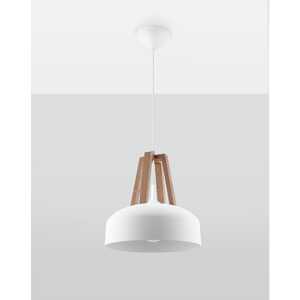 Lampa wisząca Sollux Casco SL.0388 1x60W E27 biała/naturalne drewno