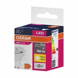 Żarówka LED Osram 4,5W (50W) GU10 PAR16 120D 350lm 2700K ciepła 230V reflektor 120 stopni 4058075198678 - wysyłka w 24h