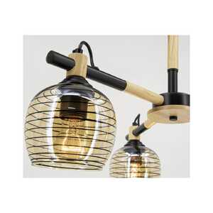 Elem Tida 2203/3 BL JD plafon lampa sufitowa 3x60W E27 czarny/bursztynowy/drewniany