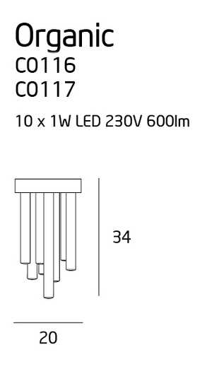 MAXlight Organic Copper C0116 Plafon lampa oprawa sufitowa 10x1W LED miedź