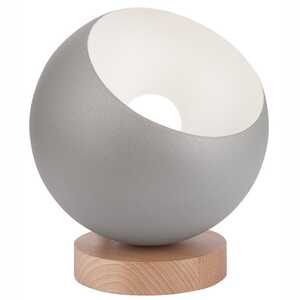 Lamkur Ava Ball 45320 lampa stołowa lampka modernistyczna ball kula metalowa 1x60W E27 srebrna/drewno