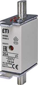 Wkładka bezpiecznikowa ETI Polam NH00 004181206 gG 20A 500V KOMBI zwłoczna