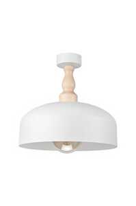 Lamkur Rina 48284 plafon lampa sufitowa metalowy grzybek miska 1x60W E27 biały/drewno