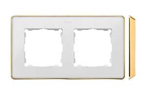 Ramka podwójna Kontakt-Simon 82 8201620-245 Detail Select Metal podstawa złota ramka biała