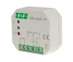 Wzmacniacz sygnału PWM F&F LED-AMP-1P do ściemniaczy LED 16A 9-30V DC do puszki fi 60