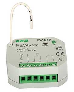 Przekaźnik radiowy bistabilny F&F F&Wave FW-R1P jednokanałowy 8A 1NO 85-265V AC/DC do puszki fi 60