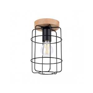 Sollux Gotto SL.1262 plafon lampa sufitowa druciana klatka spot 1x15W E27 czarny/drewno