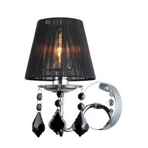 Kinkiet Italux Cornelia MBM-2572/1 BK lampa oprawa ścienna kryształki 1x40W E14 chrom/kryształ/czarny