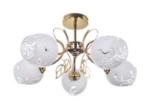 Rabalux Fauna 5099 plafon lampa sufitowa 5x40W E27 złoty/biały wzorzysty
