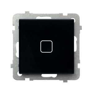 Przycisk pojedynczy dotykowy Ospel Sonata Touch z podświetleniem 10AX 230V czarne szkło ŁPD-21RS/m/32 - wysyłka w 24h