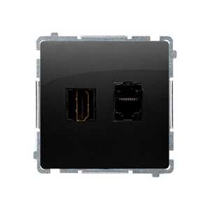 Gniazdo HDMI + RJ45 Kontakt-Simon Simon Basic BMGHRJ45.01/49 kategoria 6 moduł czarny mat