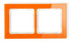 Ramka uniwersalna podwójna Karlik Deco 13-1-DRS-2 efekt szkła (ramka pomarańczowa, spód beżowy) pomarańczowa 