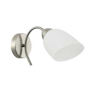 Lamkur Donna 45511 kinkiet lampa ścienna mleczny szklany klosz 1x60W E27 biały/nikiel