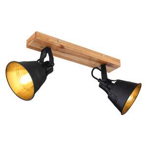 Globo Gunther 15466S-2 plafon lampa sufitowa 2x60W E27 czarny/drewniany