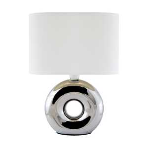 Struhm Golf 03544 lampka stołowa nocna abażur srebrna 1x25W E14 biała/chrom