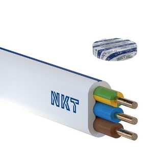 Przewód NKT YDYp 3x1,5mm2 100szt. = krążek 100mb instalacyjny płaski 450/750V biały - wysyłka w 24h