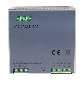 Zasilacz impulsowy F&F ZI-240-12V 240W 12V DC na szynę DIN