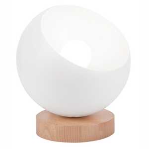 Lamkur Ava Ball 45313 lampa stołowa lampka modernistyczna ball kula metalowa 1x60W E27 biała/drewno