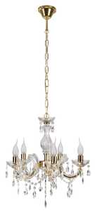 Candellux Maria Teresa 35-94646 lampa wisząca sufitowa żyrandol pałacowy świecznik świeczki świece kryształy rustykalna 5 ramion E14 5x40W złota - wysyłka w 24h