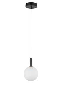 Sigma Gama 33404 lampa wisząca zwis szklana mleczna kula ball zwis loft klosz nowoczesna 1x12W G9 LED czarna