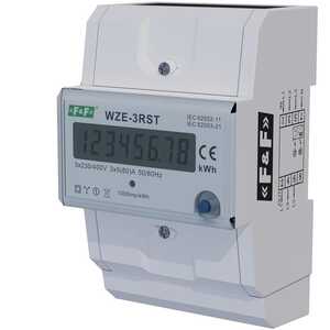 Licznik energii elektrycznej F&F WZE-3RST trójfazowy z kasowalnym dodatkowym wskazaniem 3x5(80)A 230V na szynę DIN