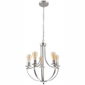 Lamkur Gina 45894 lampa wisząca zwis loft żyrandol metalowa łukowa 5x60W E27 srebrna