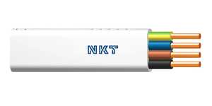 Przewód NKT YDYp 4x1,5mm2 Lumen 100szt. = krążek 100mb instalacyjny płaski 450/750V biały z żyłą niebieską