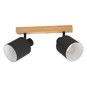 Eglo Batallas 99489 plafon lampa sufitowa spot 2x10W E27 czarny/drewniany - Wyprzedaż- ostatnie sztuki - wysyłka w 24h