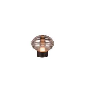 Trio Earl R57771154 lampa stołowa lampka elegancka klosz szklany 1x2W LED 3000K 200 lm dymiona/czarna
