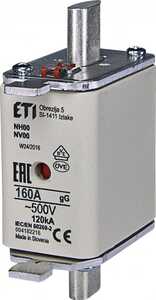 Wkładka bezpiecznikowa ETI Polam WT00 004182216 gG 160A 500V kombi zwłoczna - wysyłka w 24h
